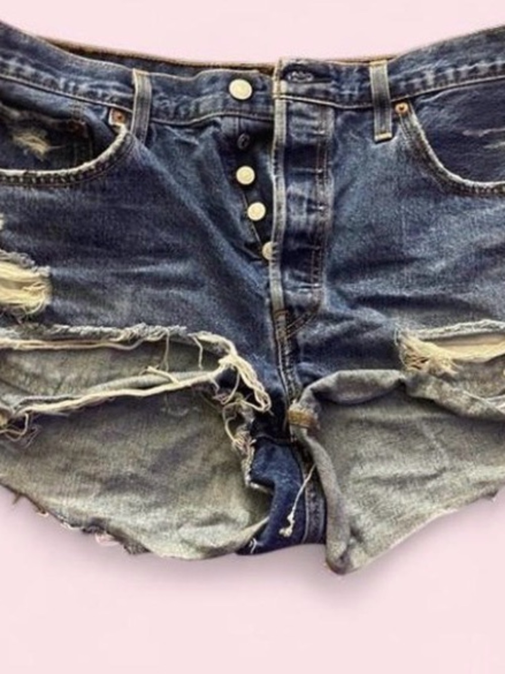 Levi's Distressed High-Waist Denim Shorts - Blue